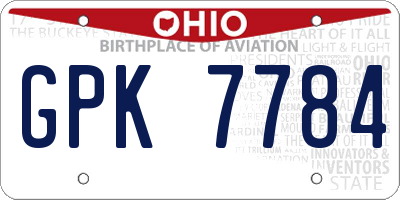 OH license plate GPK7784