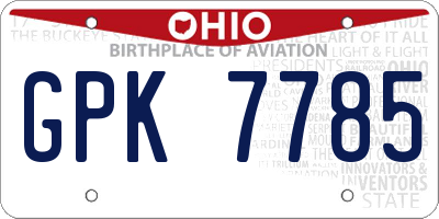 OH license plate GPK7785