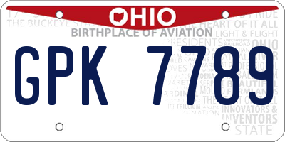 OH license plate GPK7789