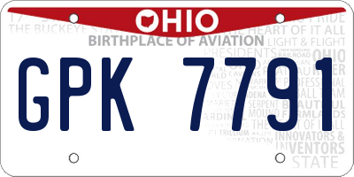 OH license plate GPK7791