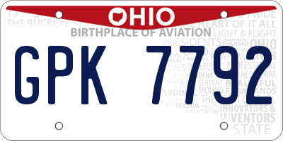 OH license plate GPK7792