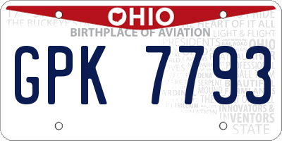 OH license plate GPK7793