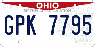 OH license plate GPK7795