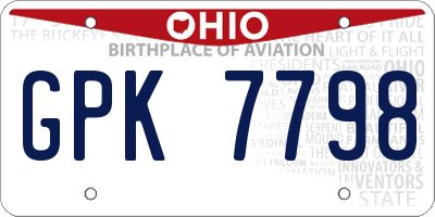 OH license plate GPK7798