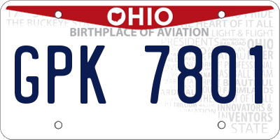 OH license plate GPK7801