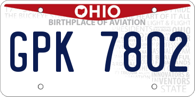 OH license plate GPK7802