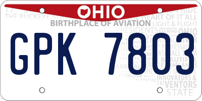OH license plate GPK7803