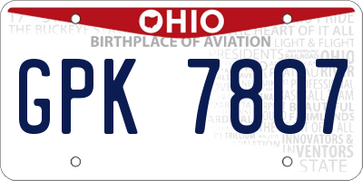 OH license plate GPK7807
