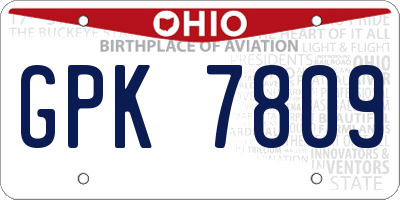 OH license plate GPK7809