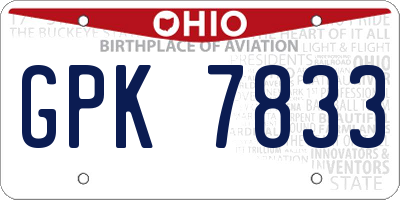 OH license plate GPK7833