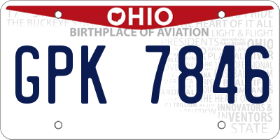 OH license plate GPK7846