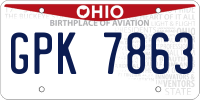 OH license plate GPK7863