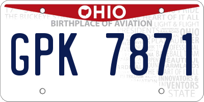 OH license plate GPK7871