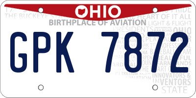 OH license plate GPK7872