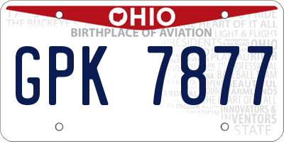 OH license plate GPK7877