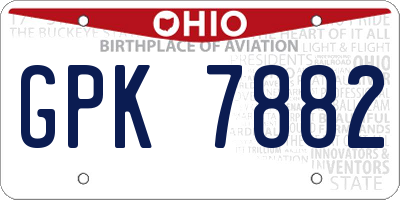OH license plate GPK7882