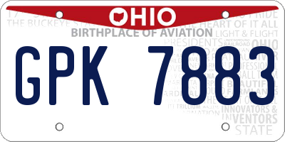 OH license plate GPK7883