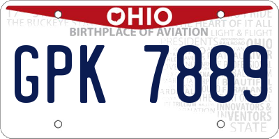 OH license plate GPK7889