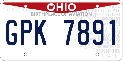 OH license plate GPK7891