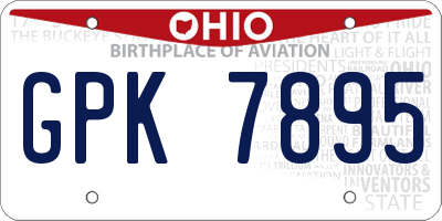 OH license plate GPK7895