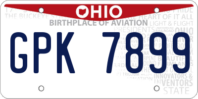 OH license plate GPK7899