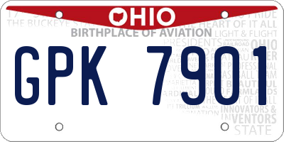 OH license plate GPK7901