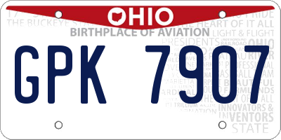 OH license plate GPK7907