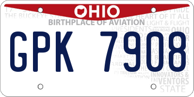 OH license plate GPK7908