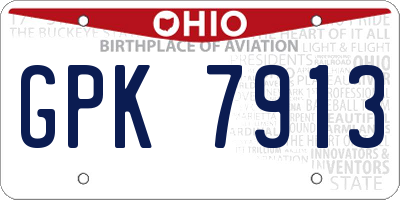 OH license plate GPK7913