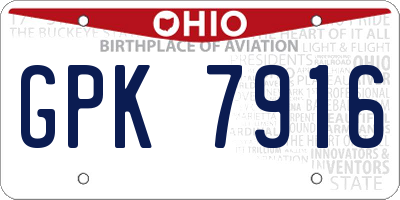 OH license plate GPK7916