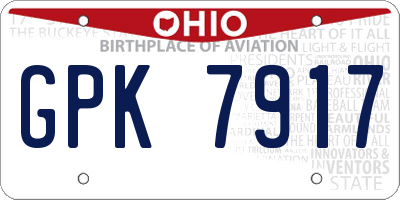 OH license plate GPK7917