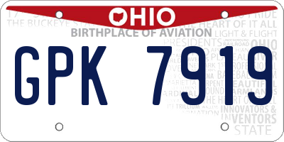 OH license plate GPK7919