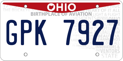 OH license plate GPK7927