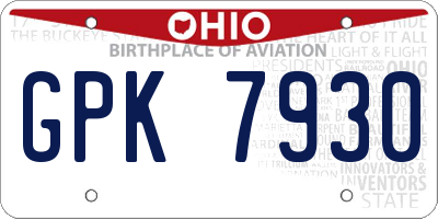 OH license plate GPK7930