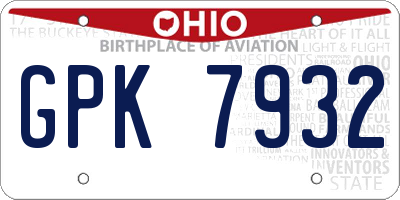 OH license plate GPK7932