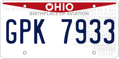 OH license plate GPK7933