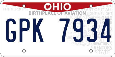 OH license plate GPK7934