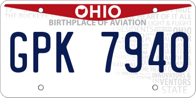 OH license plate GPK7940