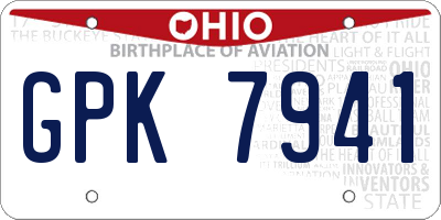 OH license plate GPK7941
