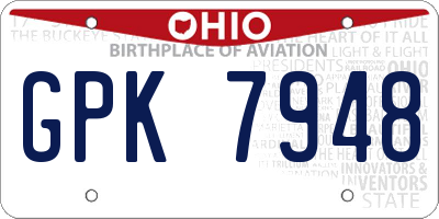 OH license plate GPK7948