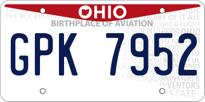 OH license plate GPK7952
