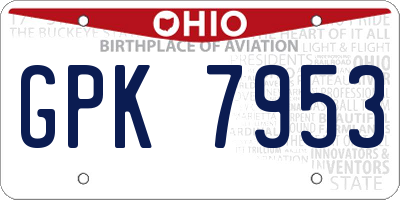 OH license plate GPK7953