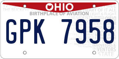 OH license plate GPK7958