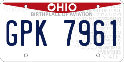 OH license plate GPK7961