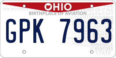 OH license plate GPK7963