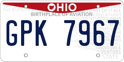 OH license plate GPK7967