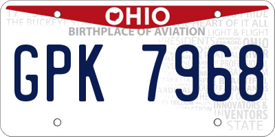 OH license plate GPK7968