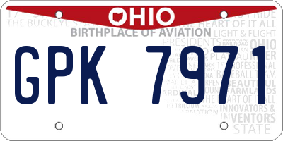 OH license plate GPK7971