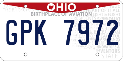 OH license plate GPK7972