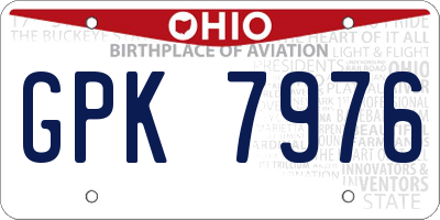 OH license plate GPK7976